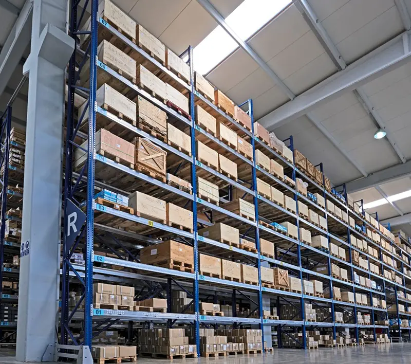 A spacious warehouse filled